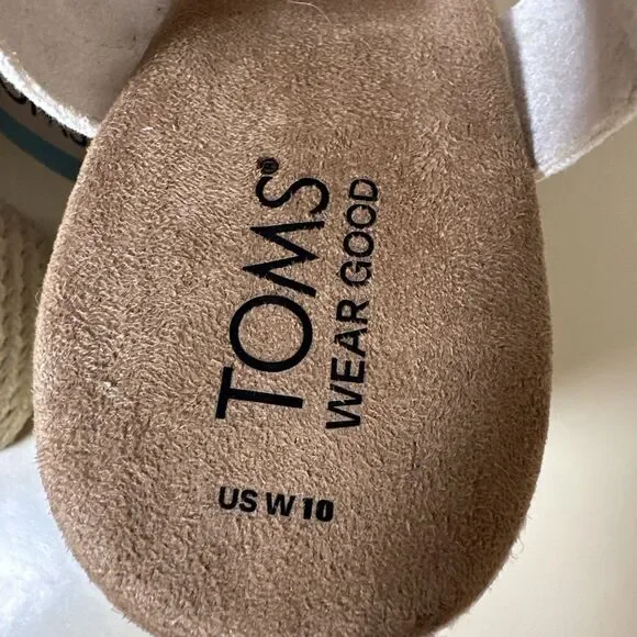 Toms Majorca Platform Espadrille Casual Block Heel Sandals White Canvas Sz 10 - Picture 6 of 12